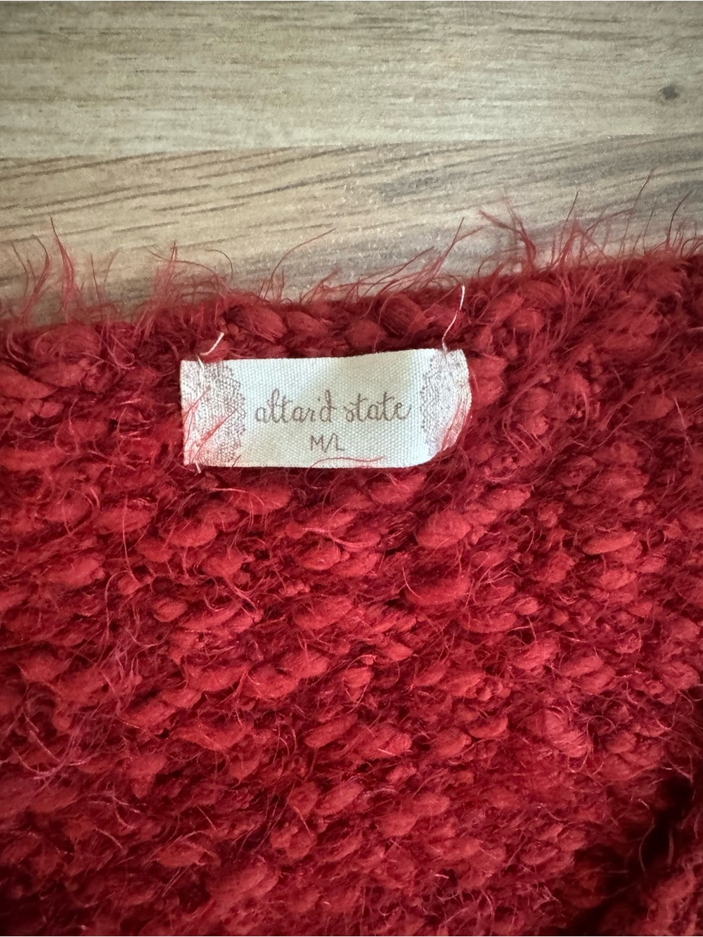Altar'd State Brick Red V-Neck Textured Knit Sweater - Picture 2 of 4